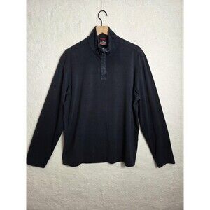 Victorinox Mens Shirt XL Blue‎ 1/4 Snap Button Knit LS Tailored Fit Casual Logo